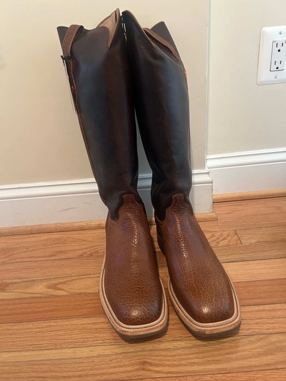 Luncchese King Ranch Snake Boots, Zip Up, Mocha Bison